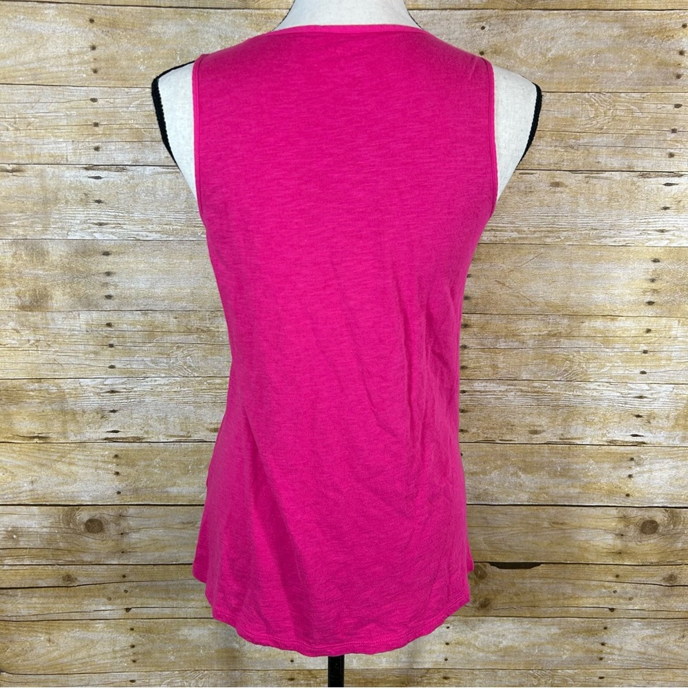 Sonoma Hot Pink Tie Neck Sleeveless Tank Top Size Small Crochet Lace Trim - Picture 5 of 7